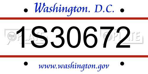1S30672 District Of Columbia License Plate