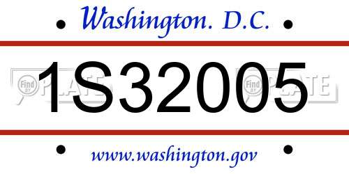 1S32005 District Of Columbia License Plate