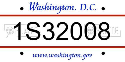 1S32008 District Of Columbia License Plate