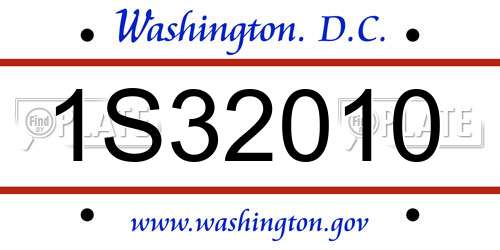 1S32010 District Of Columbia License Plate