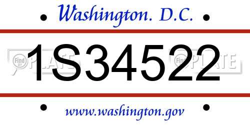 1S34522 District Of Columbia License Plate