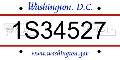 1S34527 District Of Columbia License Plate