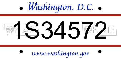 1S34572 District Of Columbia License Plate