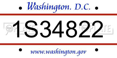 1S34822 District Of Columbia License Plate