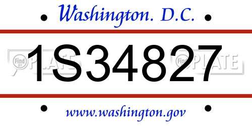 1S34827 District Of Columbia License Plate