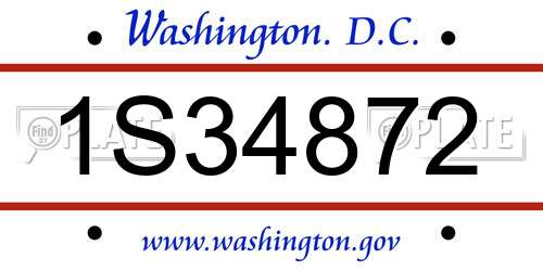 1S34872 District Of Columbia License Plate