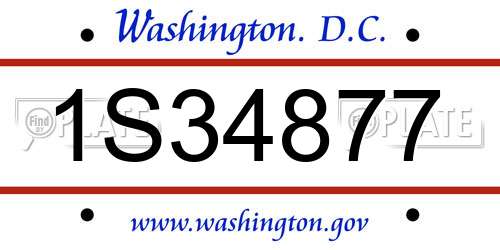 1S34877 District Of Columbia License Plate