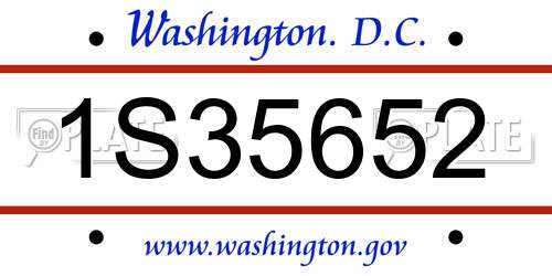 1S35652 District Of Columbia License Plate