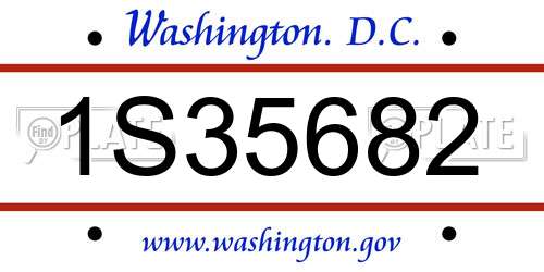 1S35682 District Of Columbia License Plate