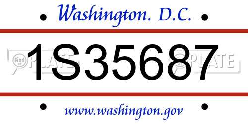 1S35687 District Of Columbia License Plate