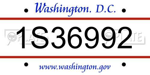 1S36992 District Of Columbia License Plate