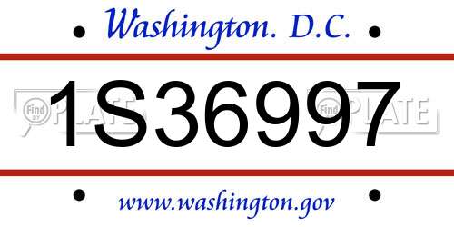 1S36997 District Of Columbia License Plate