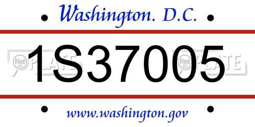 1S37005 District Of Columbia License Plate