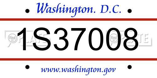 1S37008 District Of Columbia License Plate