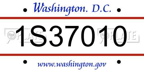 1S37010 District Of Columbia License Plate