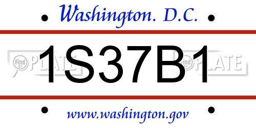1S37B1 District Of Columbia License Plate