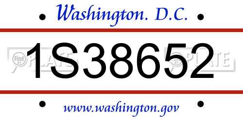 1S38652 District Of Columbia License Plate