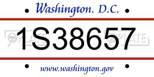1S38657 District Of Columbia License Plate