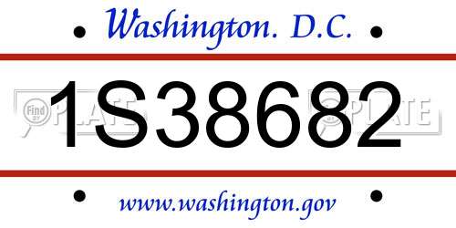 1S38682 District Of Columbia License Plate