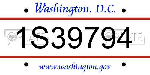 1S39794 District Of Columbia License Plate