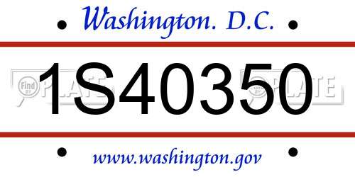 1S40350 District Of Columbia License Plate