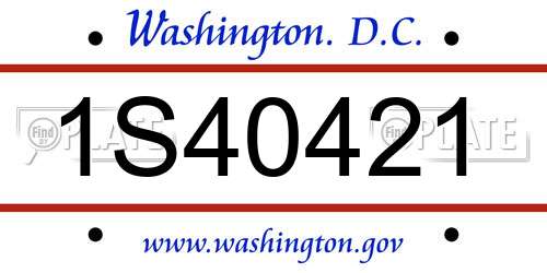 1S40421 District Of Columbia License Plate