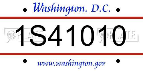 1S41010 District Of Columbia License Plate