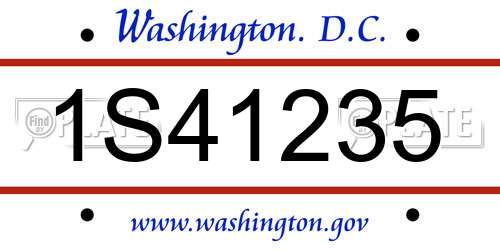 1S41235 District Of Columbia License Plate