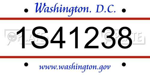 1S41238 District Of Columbia License Plate