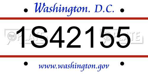 1S42155 District Of Columbia License Plate
