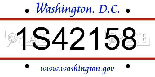 1S42158 District Of Columbia License Plate