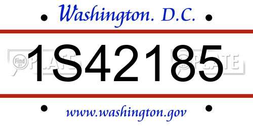 1S42185 District Of Columbia License Plate