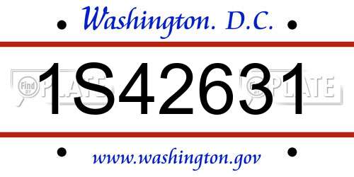 1S42631 District Of Columbia License Plate