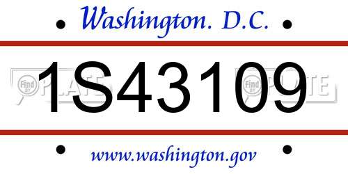 1S43109 District Of Columbia License Plate