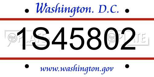 1S45802 District Of Columbia License Plate