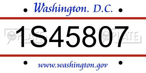 1S45807 District Of Columbia License Plate