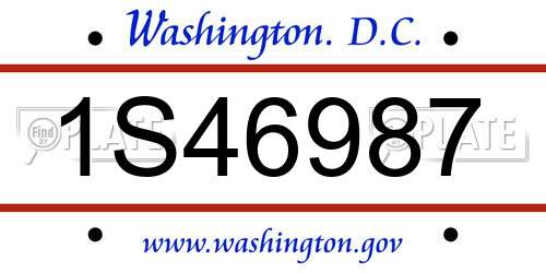 1S46987 District Of Columbia License Plate