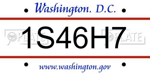 1S46H7 District Of Columbia License Plate