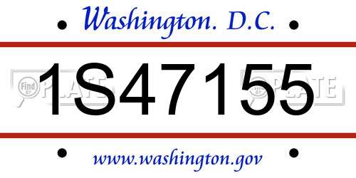 1S47155 District Of Columbia License Plate
