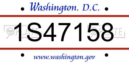 1S47158 District Of Columbia License Plate