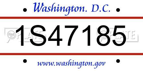 1S47185 District Of Columbia License Plate