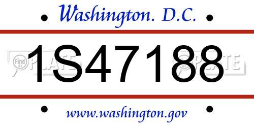 1S47188 District Of Columbia License Plate