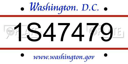1S47479 District Of Columbia License Plate