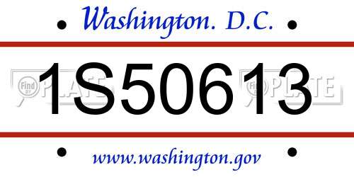 1S50613 District Of Columbia License Plate