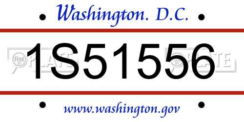 1S51556 District Of Columbia License Plate