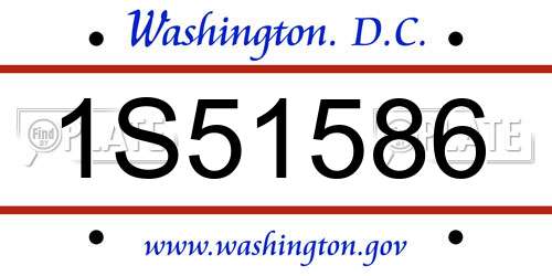 1S51586 District Of Columbia License Plate