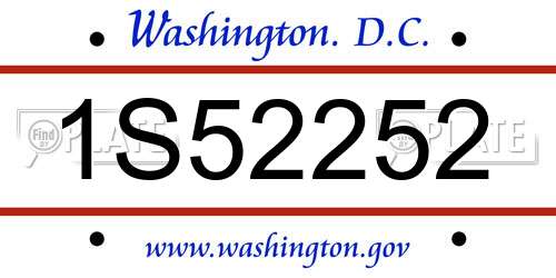 1S52252 District Of Columbia License Plate