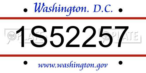 1S52257 District Of Columbia License Plate