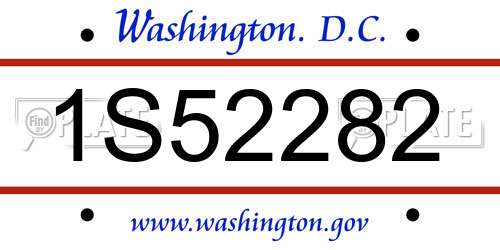 1S52282 District Of Columbia License Plate