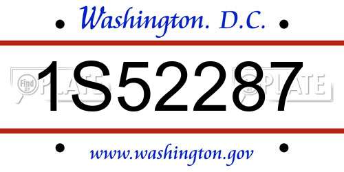 1S52287 District Of Columbia License Plate